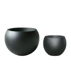 2er Set Blumenkübel Aus Polystone - Matt Schwarz - Estera