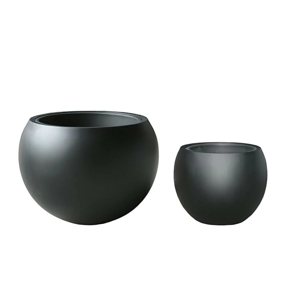 2er Set Blumenkübel Aus Polystone - Matt Schwarz - Estera 1 2er Set Blumenkübel Aus Polystone - Matt Schwarz - Estera