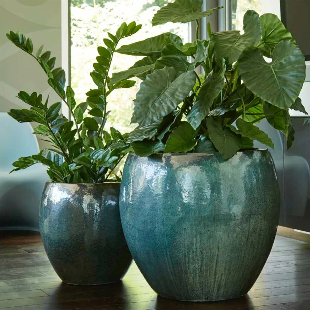 2er Set Outdoor Blumenkübel Aus Keramik - Jade - Gotingo 1 2er Set Outdoor Blumenkübel Aus Keramik - Jade - Gotingo