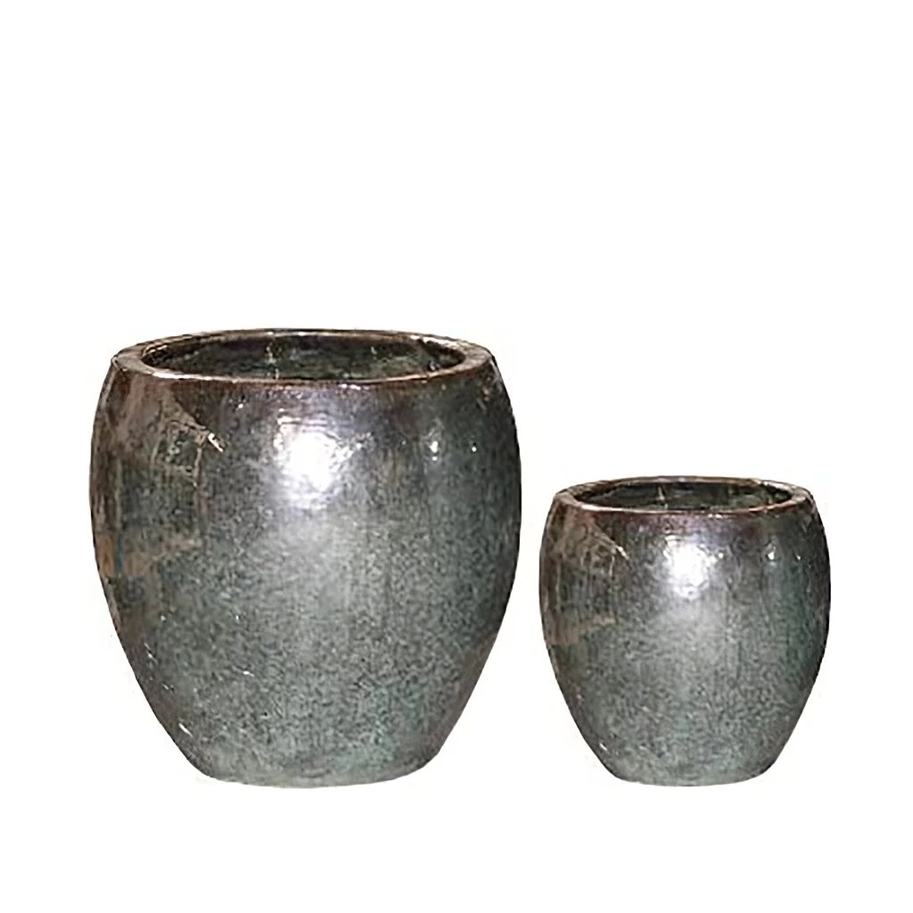 2er Set Outdoor Blumenkübel Aus Keramik - Jade - Gotingo 2 2er Set Outdoor Blumenkübel Aus Keramik - Jade - Gotingo – Bild 2