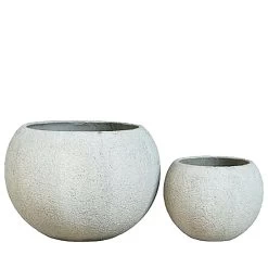 2er Set Pflanzgefäße Aus Glasfaser-Beton - Rund - Kodwo