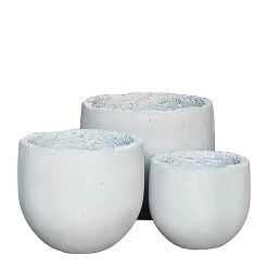 2er Set Pflanzgefäße Aus Glasfaser-Beton - Rund - Modern - Mali