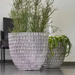 2er Set Pflanzgefäße Aus Keramik - Rund - Weiß - Chara