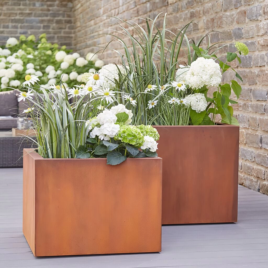 Gartenwelt Geschaft -Gartenwelt Geschaft 2er set pflanzkuebel aus rost metall eckig marbella