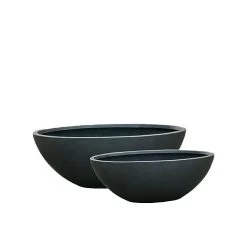 2er Set Pflanzschalen Aus Polystone - Schwarz - Addae