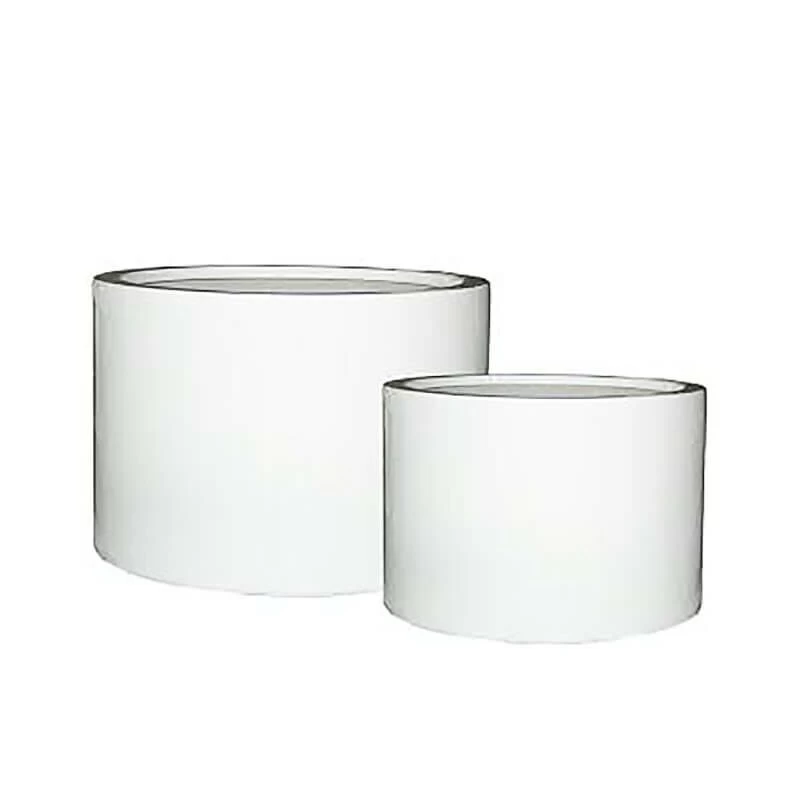 2er Set Runde Pflanzschale Aus Polystone - Weiß Glänzend - Feltria 2 2er Set Runde Pflanzschale Aus Polystone - Weiß Glänzend - Feltria – Bild 2