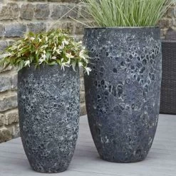 2er Set XXL Pflanzgefäße - Keramik - Schwarz - Outdoor - Jala