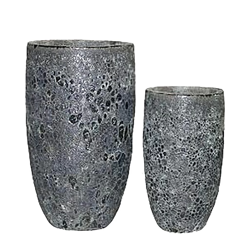 2er Set XXL Pflanzgefäße - Keramik - Schwarz - Outdoor - Jala 2 2er Set XXL Pflanzgefäße - Keramik - Schwarz - Outdoor - Jala – Bild 2