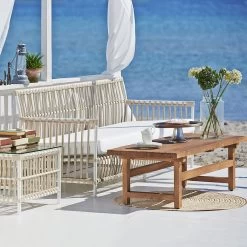 3-Sitzer Outdoor Sofa In Weiß Aus Alu-Rattan Für Die Loungeecke - Bank Caya -Gartenwelt Geschaft 3 sitzer outdoor sofa in weiss aus alu rattan fuer die loungeecke bank caya3