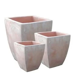 3er Set Blumenkübel Aus Terrakotta - Eckig - Adiam