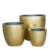 3er Set Indoor Pflanzgefäße Aus Polystone - Gold - Mit Einsatz - Glatte Oberfläche - Rund - Hawi