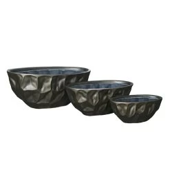 3er Set Pflanz-Schiffchen - Moderner Graphit Look - Indoor - Satoro