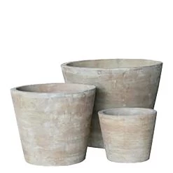 3er Set Pflanzgefäße - Rund - Terrakotta - Outdoor - Asteria