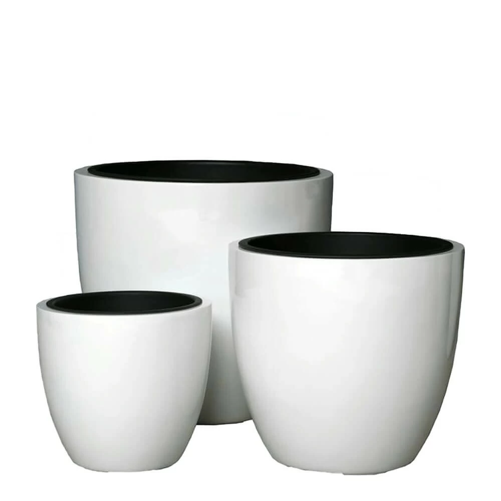 3er Set Pflanzkübel - Polystone - Weiß Hochglänzend - Lilani 2 3er Set Pflanzkübel - Polystone - Weiß Hochglänzend - Lilani – Bild 2