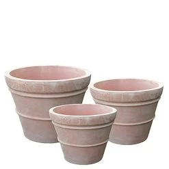 3er Set Pflanztöpfe - Terrakotta - Rund - Adiona
