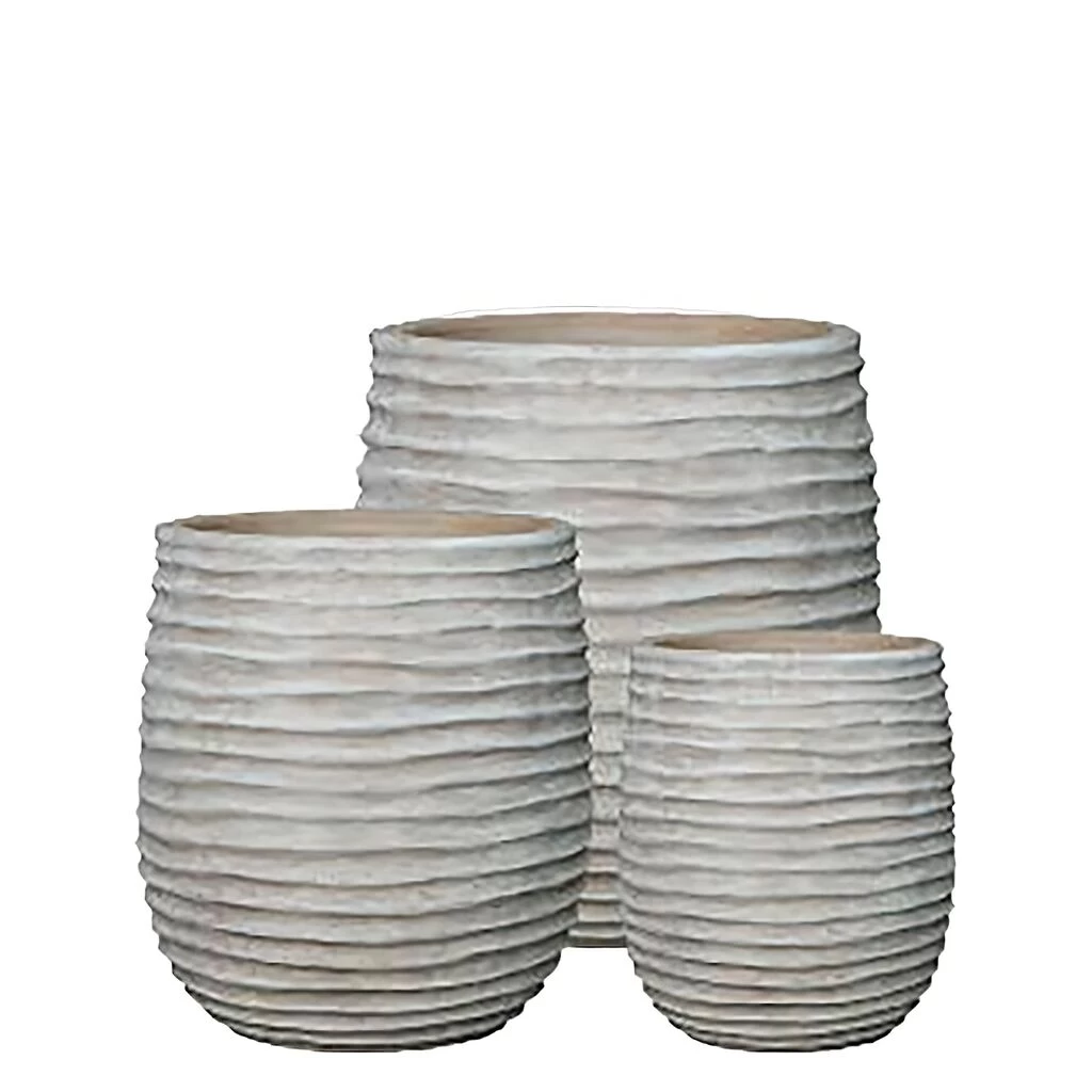 3er Set Runde Pflanzkübel Mit Rillen - Terrakotta - Tani 2 3er Set Runde Pflanzkübel Mit Rillen - Terrakotta - Tani – Bild 2