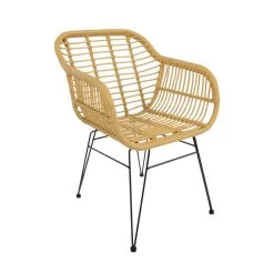 4er Set Gartenstuhl In Korboptik Beige/Schwarz - Stuhl Amran