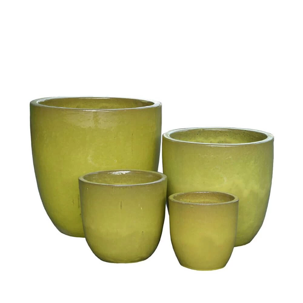 4er Set Outdoor Blumenkübel Aus Keramik - Limette - Literro 2 4er Set Outdoor Blumenkübel Aus Keramik - Limette - Literro – Bild 2