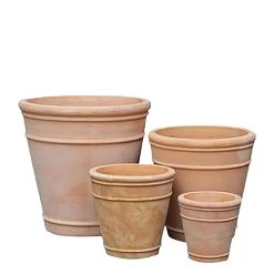 4er Set Outdoor Pflanzkübel - Terrakotta - Rund - Zawadi
