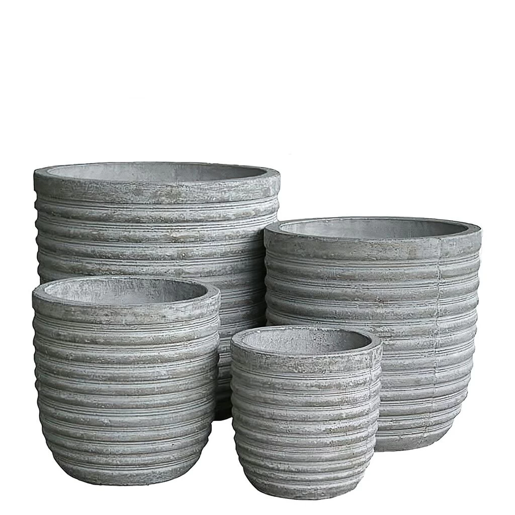 4er Set Pflanzkübel Mit Rillenstruktur - Glasfaser-Beton - Amandla 2 4er Set Pflanzkübel Mit Rillenstruktur - Glasfaser-Beton - Amandla – Bild 2