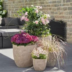 4er Set Pflanzkübel - Terrakotta - Rund - Outdoor - Kimana