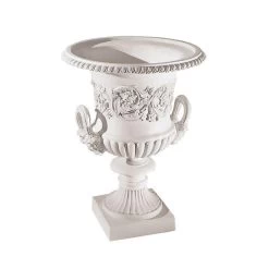 Antike Gartenamphore Marmorguss - Florale Ornamente - Trowana