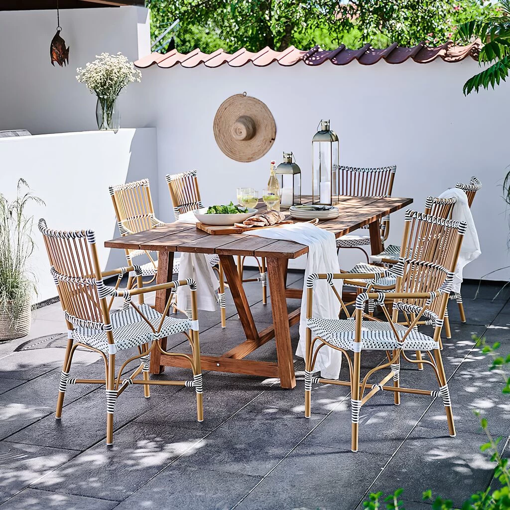 Ausgefallener Gartenstuhl Aus Alu Rattan Mit Armlehnen - Gartensessel Levi 2 Ausgefallener Gartenstuhl Aus Alu Rattan Mit Armlehnen - Gartensessel Levi – Bild 2