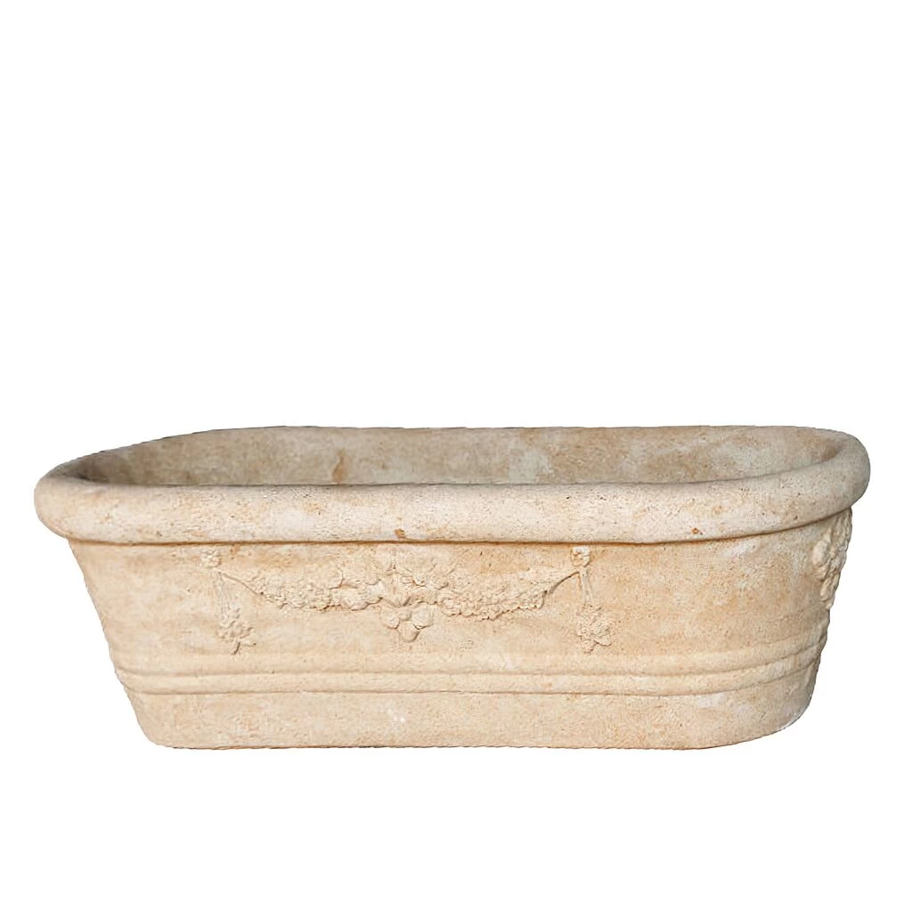 Außergewöhnlicher Pflanztrog Mit Blumen Dekoration Aus Steinguss - Skilla 1 Außergewöhnlicher Pflanztrog Mit Blumen Dekoration Aus Steinguss - Skilla