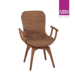 Bequemer Gartenstuhl - MBM - Alu, Geflecht & Resysta - Braun - Sessel Orlando