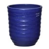 Blauer Garten Übertopf Aus Steinzeug - Rund - Winterfest - Ventus Azur