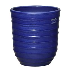 Blauer Garten Übertopf Aus Steinzeug - Rund - Winterfest - Ventus Azur