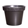 Blumenkübel Für Draußen Aus Steinzeug - Mit Verzierung - Anthrazit - Rund - Inka Nubes Niger