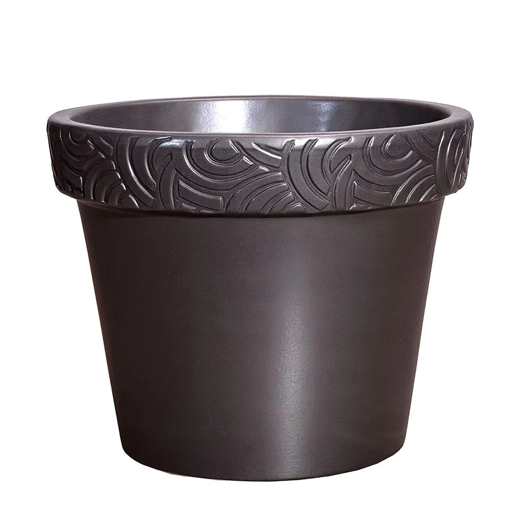 Blumenkübel Für Draußen Aus Steinzeug - Mit Verzierung - Anthrazit - Rund - Inka Nubes Niger 1 Blumenkübel Für Draußen Aus Steinzeug - Mit Verzierung - Anthrazit - Rund - Inka Nubes Niger