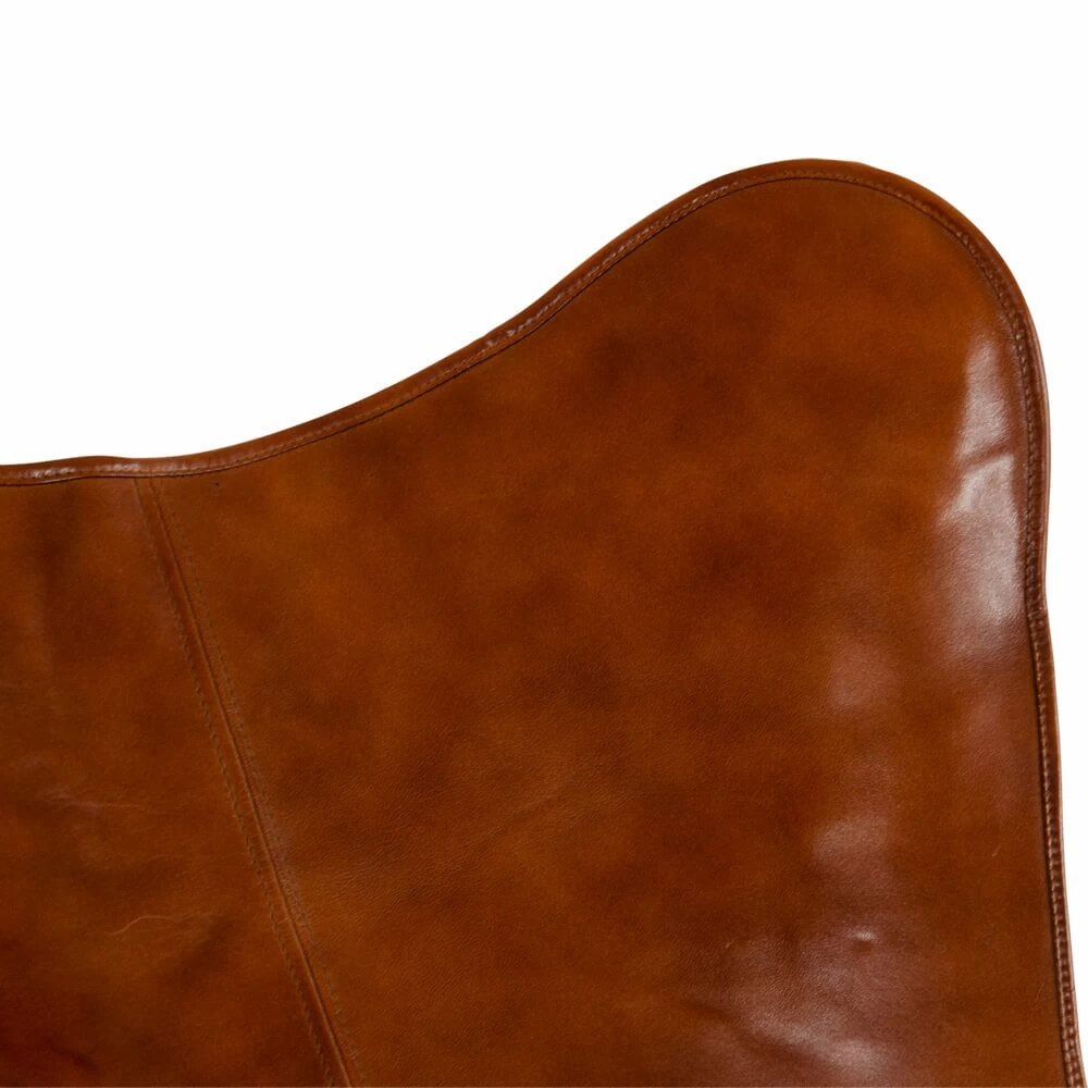 Brauner Gartenstuhl Mit Ziegenleder - Schmetterlingstuhl Mon 2 Brauner Gartenstuhl Mit Ziegenleder - Schmetterlingstuhl Mon – Bild 2