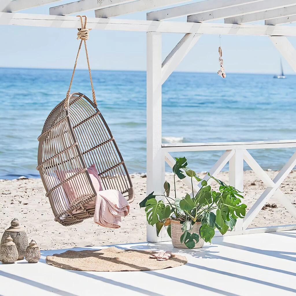 Brauner Geflecht-Hängesessel Für Den Garten Aus Alu Rattan - Hängesessel Erla 5 Brauner Geflecht-Hängesessel Für Den Garten Aus Alu Rattan - Hängesessel Erla – Bild 5