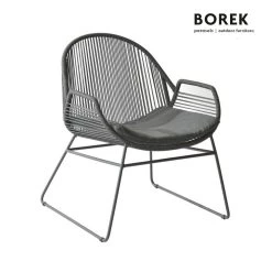 Breiter Gartensessel Mit Sitzpolster - Anthrazit - Loungesessel Silves