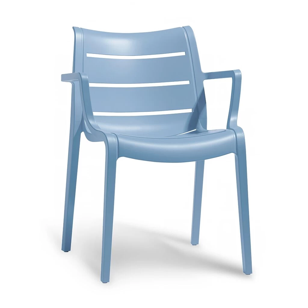 Bruchsicherer Stapelstuhl Aus Vollkunststoff Mit Armlehne - Moriana 1 Bruchsicherer Stapelstuhl Aus Vollkunststoff Mit Armlehne - Moriana