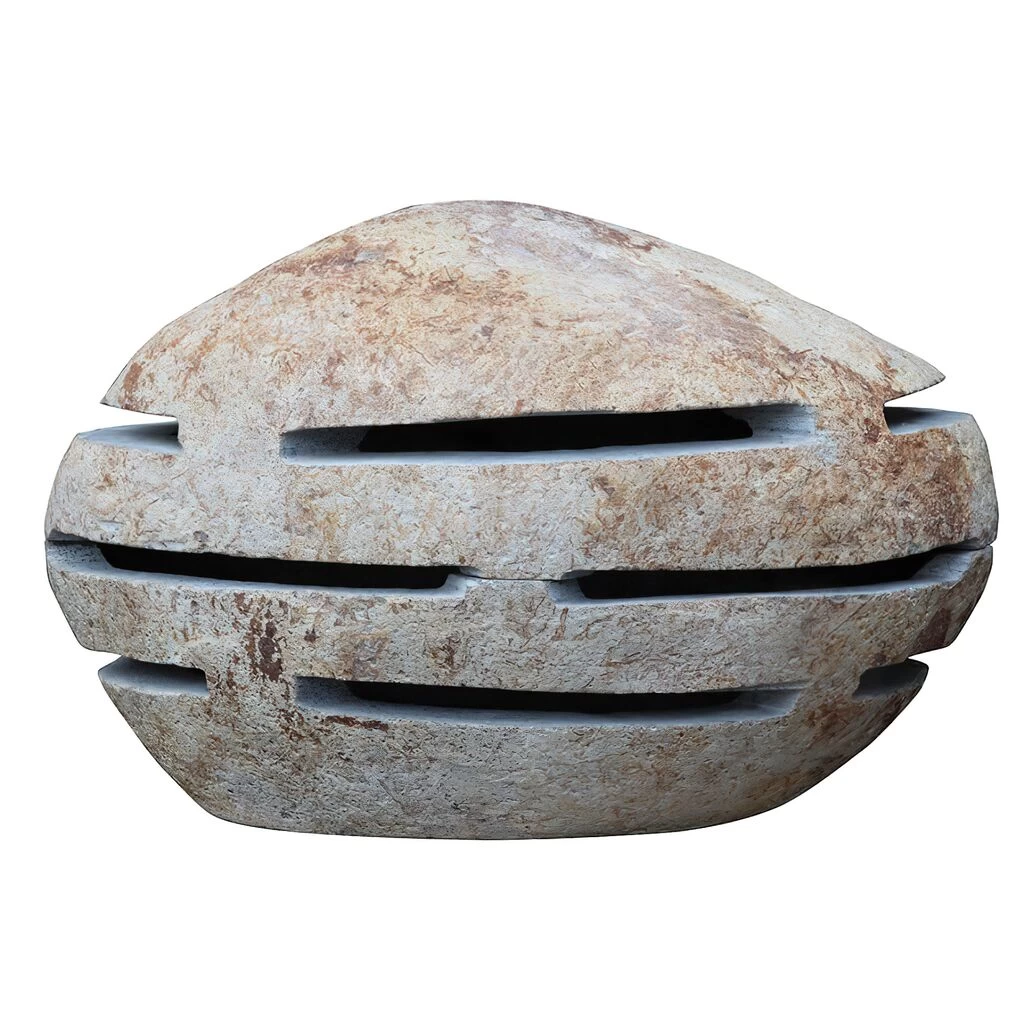 Dekorative Gartenlaterne Mit Schlitzen Aus Naturstein - Otaru 1 Dekorative Gartenlaterne Mit Schlitzen Aus Naturstein - Otaru