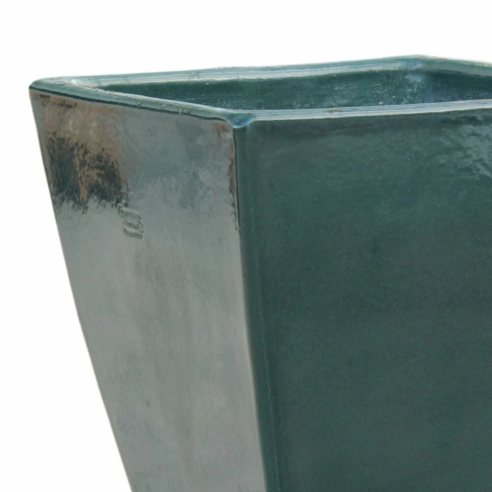 Design Blumentopf Für Draußen - Eckig - Steinzeug Frostfest - Grün - Klythia Verde 2 Design Blumentopf Für Draußen - Eckig - Steinzeug Frostfest - Grün - Klythia Verde – Bild 2