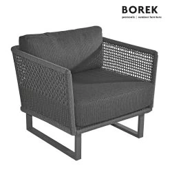 Dunkelgrauer Borek Gartensessel Aus Aluminium Mit Polstern - Morella Gartensessel