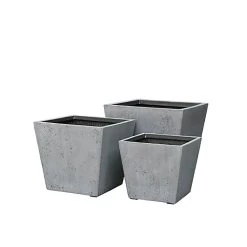 Eckige Pflanzkübel - Zement-Optik - 3er Set - Tondo