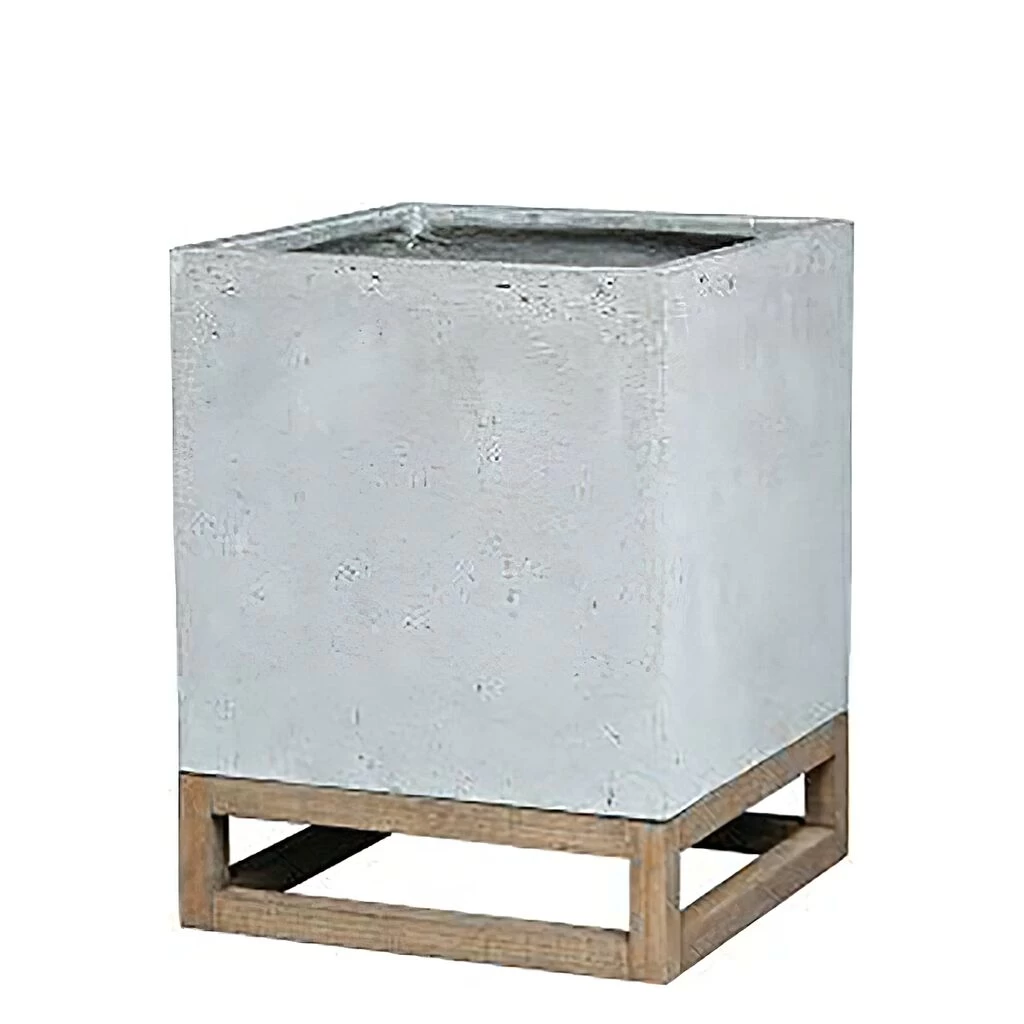 Eckiger Pflanzkübel Aus Fi-Beton Mit Holzfuß - Leicht - Allerna 1 Eckiger Pflanzkübel Aus Fi-Beton Mit Holzfuß - Leicht - Allerna