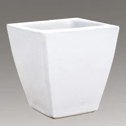 Eckiger Übertopf Für Garten & Terrasse - Steinzeug Winterfest - Weiß - Klythia Blanc