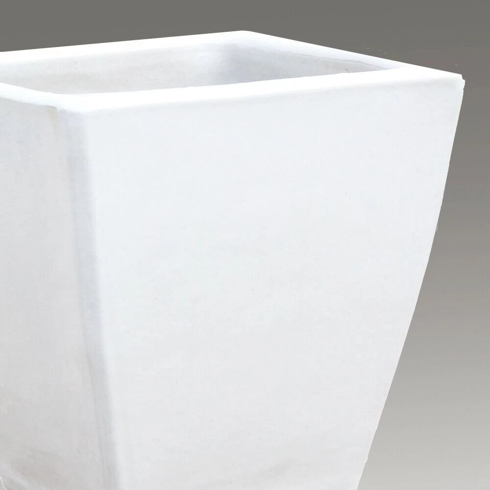 Eckiger Übertopf Für Garten & Terrasse - Steinzeug Winterfest - Weiß - Klythia Blanc 2 Eckiger Übertopf Für Garten & Terrasse - Steinzeug Winterfest - Weiß - Klythia Blanc – Bild 2