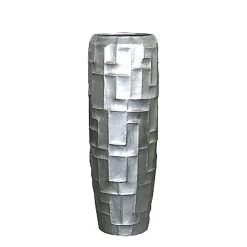 Edle XXL Vase Aus Polystone - Silber- Indoor - Mit Einsatz - Abeni