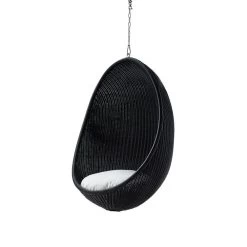 Eleganter Outdoor Hängesessel In Schwarz Mit Rattanoptik - Hängesessel Ragna