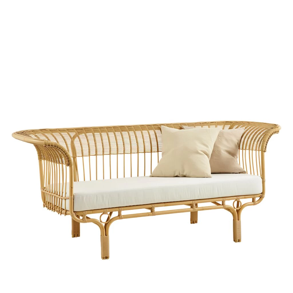 Elegantes Gartensofa Aus Alu-Rattan In Der Farbe Natur - Gartensofa Enna 1 Elegantes Gartensofa Aus Alu-Rattan In Der Farbe Natur - Gartensofa Enna