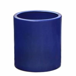 Frostsicherer Blauer Blumenkübel Aus Steinzeug - Rund - Ovare Azur