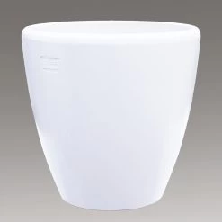 Frostsicheres Pflanzgefäß Für Draußen - Steinzeug Weiß - Rund Schlicht - Akaste Blanc