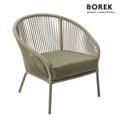 Garten Loungesessel Von Borek - Aluminium - Mit Kissen - Beige & Braun Meliert - Colette Klubsessel